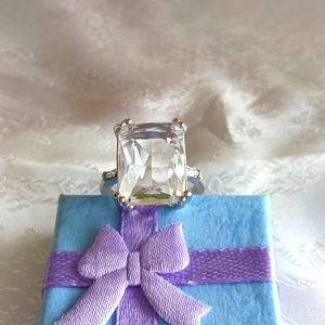 Large emerald cut clear stone